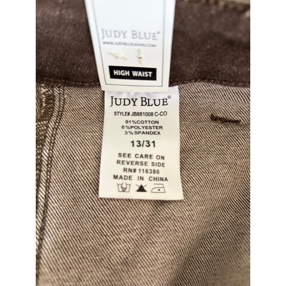 Judy Blue Retro Wide Leg Jeans Brown High Rise Raw Hem 13/31 JB881008 C-CO NEW - Picture 9 of 9